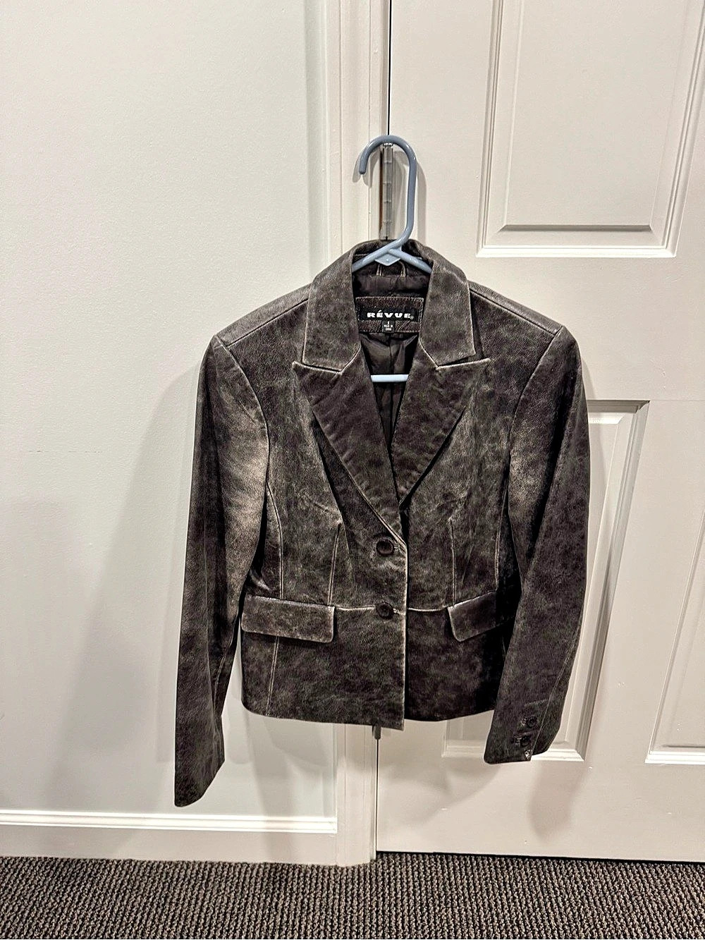 REVUE Women's Distressed Leather Blazer Size Medium